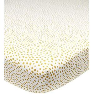 Meyco Baby Cheetah Hoeslaken, 100% jersey-katoen, extra zacht, ademend, perfecte pasvorm door elastiek rondom, afmetingen: 70 x 140 cm, honing goud