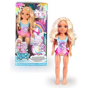 Nancy - Een dag met magische handdoek met een eenhoorn als accessoire, blonde en lange haren pop, een zomerbadpak en zonnebril, speelgoed voor jongens en meisjes + 3 jaar, beroemd (NAC19000)