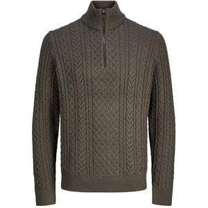 Jack & Jones - Jprblusean Knit Cable Half Zip - Trui - Black Olive
