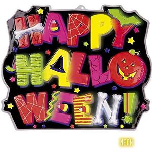 Widmann 6843T 3D Happy Halloween Wanddecoratie Neon, meerkleurig