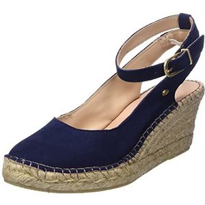 Fred de la Bretoniere Dames FRS0177 Luxury Suede Espadrille Wedge Sandal, donkerblauw, 41 EU, donkerblauw, 41 EU