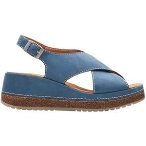 Clarks Kassanda Step sandaal voor dames, Blauwe Nubuck, 40 EU