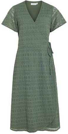 VILA - VIChikka - Jurk - Donkergroen - Getailleerd - Knielengte