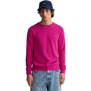 GANT Heren Cotton Pique C-Neck Pullover, roze Fuchsia, S