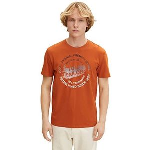 TOM TAILOR Uomini T-shirt met print 1031878, 15095 - Dry Acorn Brown, XXS