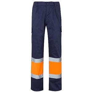 Velilla 157 - signaalbroek (maat S) kleur marineblauw en oranje fluorescerend