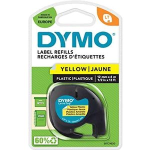DYMO LetraTag Labeltape, zwart op geel, 12 mm x 4 m, zelfklevende kunststof etiketten, voor LetraTag labelprinter