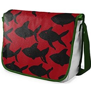 Bonamaison Digitaal bedrukte Messenger schooltas met kaki riem voor studenten, crossbody tas, koerierstas, schoudertas voor kinderen, meisjes, jongens, maat: 29x36 cm