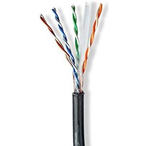 NEDIS Network Cable Roll | CAT6 | Solid | U/UTP | CCA | 100,0 m | Outdoor | Rond | PE | Zwart | Geschenkdoos