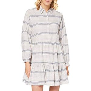 ONLY Dames Onlmila L/S Short Dress WVN jurk, Grijs (Pumice Stone Stripes: Dark Denim), 38