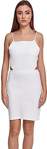 Urban Classics - Zomerjurk - Wit - Korte Spaghetti Piquéjurk