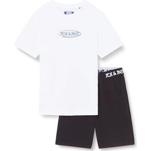 Jacoliver SS JNR Tee en Shorts Set, Wit/verpakking: zwarte shorts, 140 cm