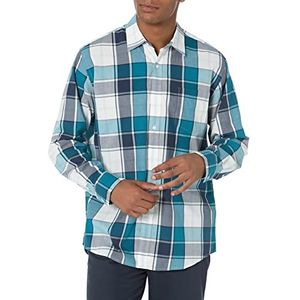 Amazon Essentials Heren Shirt,Teal/Navy Grote Plaid,XS