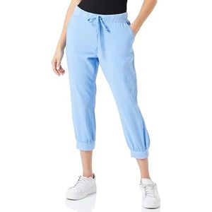 KAFFE Capri broek voor dames, 3/4 lengte, elastische trekkoord, taille, elastische manchetten, Vista Blauw, 42