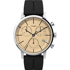 Timex Heren chronograaf polshorloge met siliconen band Midtown, champagne, Riemen.