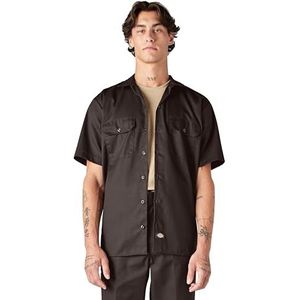 Dickies Werkhemd voor heren, korte mouwen, vrijetijdshemd, bruin (dark brown db), 4XL Grote maten