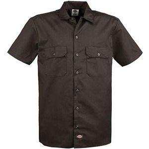 Dickies Werkhemd voor heren, korte mouwen, vrijetijdshemd, bruin (dark brown db), 4XL Grote maten