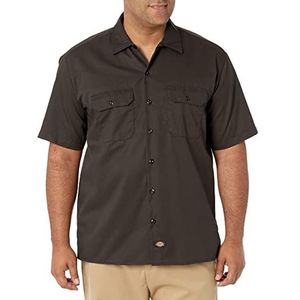 Dickies Werkhemd voor heren, korte mouwen, vrijetijdshemd, bruin (dark brown db), 4XL Grote maten