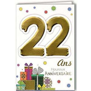 Age Mv 69-2024 verjaardagskaart, 22 jaar, heren, dames, motief geschenken