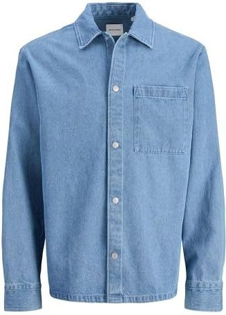 JACK & JONES Jjzac Denim Overshirt Ls, blauw (light blue denim), L