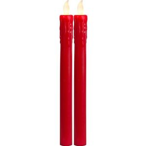 EGLO Set van 2 led-kaarsen, flikkerend kaarslicht voor kandelaars, op batterijen werkende kerstdecoratie, kunststaafkaarsen van echte was in rood, elektrische waskaarsen, warmwit, 25 cm