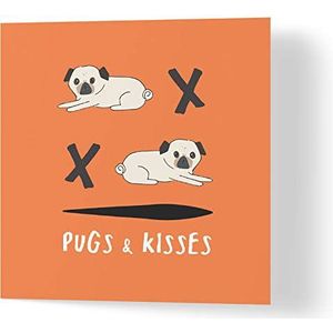 Wuzci ""Pugs and Kisses"" Valentijnsdagkaart, ‎150 mm Lengte x 150 mm Breedte