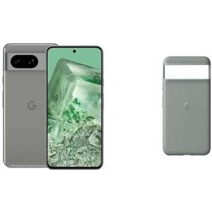 Google Pixel 8 5G (EU/UK model) Dual SIM (Nano-SIM, eSIM) | 6,2 inch Android GSM Smartphone - (Hazel, 256 GB + 8 GB RAM) & Google Pixel 8 Case – Duurzame bescherming – Android telefoonhoes – Hazel