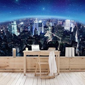 Apalis Vliesbehang Illuminated New York fotobehang breed | vliesbehang wandbehang muurschildering foto 3D fotobehang voor slaapkamer woonkamer keuken | blauw, 94943