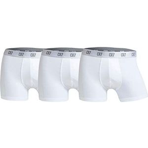 CR7 CRISTIANO RONALDO nauwsluitende boxershorts voor heren, verpakking van 3, wit, S