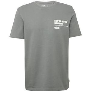 Donkergrijs T-shirt - Katoen - Grote Print Op De Rug