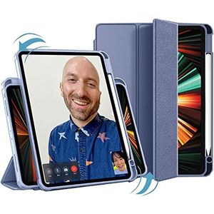 Magnetische hoes voor iPad Mini6-8.3"", afneembaar in 2 schelpen en 360° rotatie, transparante beschermhoes met potloodhouder voor iPad Mini6 - lavendel