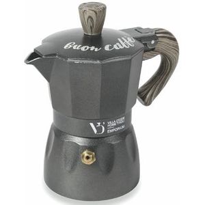 Galileo Casa 5901404 Buon koffiekan, antraciet, houten handvat, 3-taz, aluminium, grijs