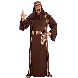 Widmann 10203 10203-kostuum Arabische sikk, bruin, robe, lang vest, riem en hoofddoek, Sultan, Arabisch, voor carnaval, themafeest, heren, L