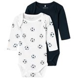 NAME IT BABY Romper NBMBODY - set van 2 Wit/Zwart