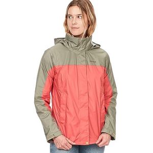 Marmot Women's Wm's PreCip Eco Jacket, Waterproof Jacket, Lightweight Hooded Rain Jacket, Windproof Raincoat, Breathable Windbreaker, Ideal for Running and Hiking, Grapefruit/Vetiver, L