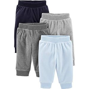 Simple Joys by Carter's Baby 4-Pack Fleece Pants, Dark Grey/Grey Heather/Light Blue/Navy, Preemie