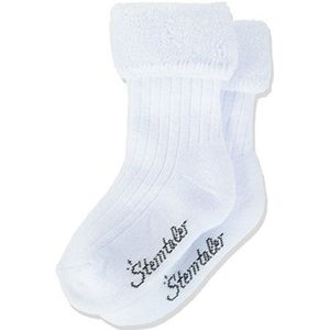 Sterntaler Babysokken voor baby's, uniseks, babysokjes, met omslag en geribbeld, volledig pluche, wit, 13-14
