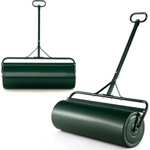 FANTASK Gazonwals, metaal, 63 liter, Ø 30 cm, handroller met handvat, vulbaar met water/zand, tuinwals, trommel, gazonroller, zware belasting, graswals