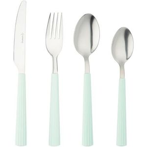 Grunwerg Bistro bestek, 16-delig, 18/0 roestvrij staal, gestreepte handgreep, blauw