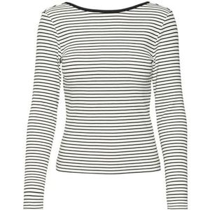 VERO MODA VMCHLOE Stripe LS 2WAY Short TOP GO NOOS, Sneeuwwit/strepen: zwart, XXL