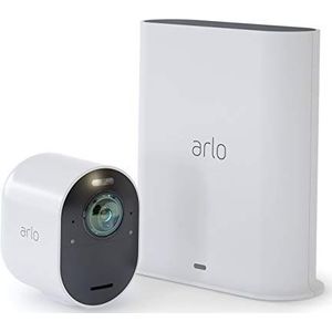ARLO VMS5140-100EUS Ultra Smart Home 1 draadloze 4K HDR bewakingscamera & veiligheidsalarm, binnen/buiten, nachtzicht, 180 graden kijkhoek, WLAN, 2-weg audio, spotlight, bewegingsmelder, Ultra 4K, Wit