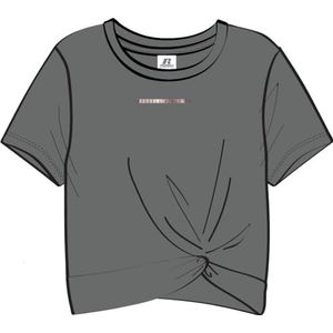 RUSSELL ATHLETIC Russell-ss Crewneck Tee met wrap around detail T-shirt voor dames, Geborsteld nikkel., XS