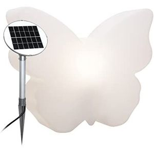 8 seasons design| LED Solar Deco vlinderlamp Shining Butterfly (40cm, warm wit, zonnepaneel, schemeringssensor, IP44, zonnelamp tuin) wit