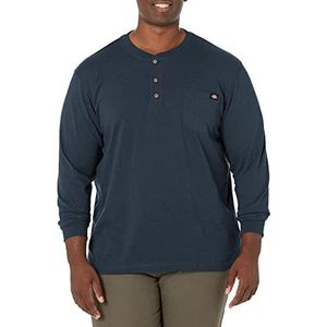 Dickies Zwaargewicht Henley met lange mouwen voor heren, Donkere marine, 3T
