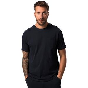 JP 1880, Heren, grote maten, T-shirt, RH, slub, borstzak, 1/2, zwart, 7XL