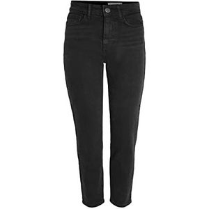 Noisy may NMMONI Cropped High Waist jeans voor dames, straight fit, zwart denim, 30W x 34L