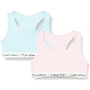 Calvin Klein 2Pk Bralette voor meisjes, Tearosemauve/Powdersky, 8-10, Tearosemauve/Powdersky, 8-10 Jaren