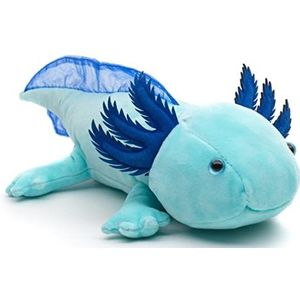 Uni-Toys - Axolotl (lichtblauw-fluorescerend) - 32 cm (lengte) - pluche waterdier - pluche dier, knuffeldier