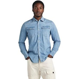 G-STAR Raw 3301 Slim Shirts voor heren, uniseks, blauw (Medium Aged D12697-d013-071), XXS