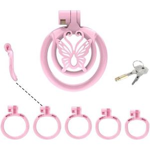 Sissy Chastity Cage for Men Pink Chastity Devices Lock Design Small Chastity Cage Male Penis Cage Cock Cage Bdsm Toys for Couples Sex (WX-4,Pink)